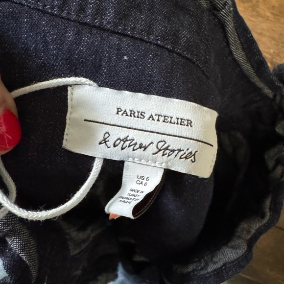 Long Sleeve denim Paris Atelier And Other Stories turtle neck ruffle dress - Picture 3 of 3